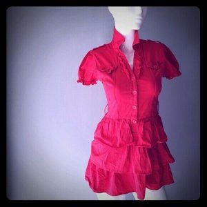 Red hot 97% Antilia Femme cotton dress